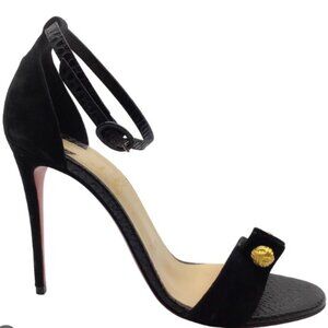 Christian Louboutin BNIB STANI Sandal 100 Jurassic Size 37.5 Black Suede